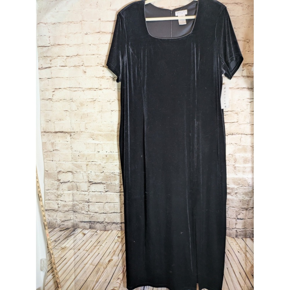 NEW Worthington Velvet Dress 22W In Black Side Slit Holiday Evening Party Plus‎